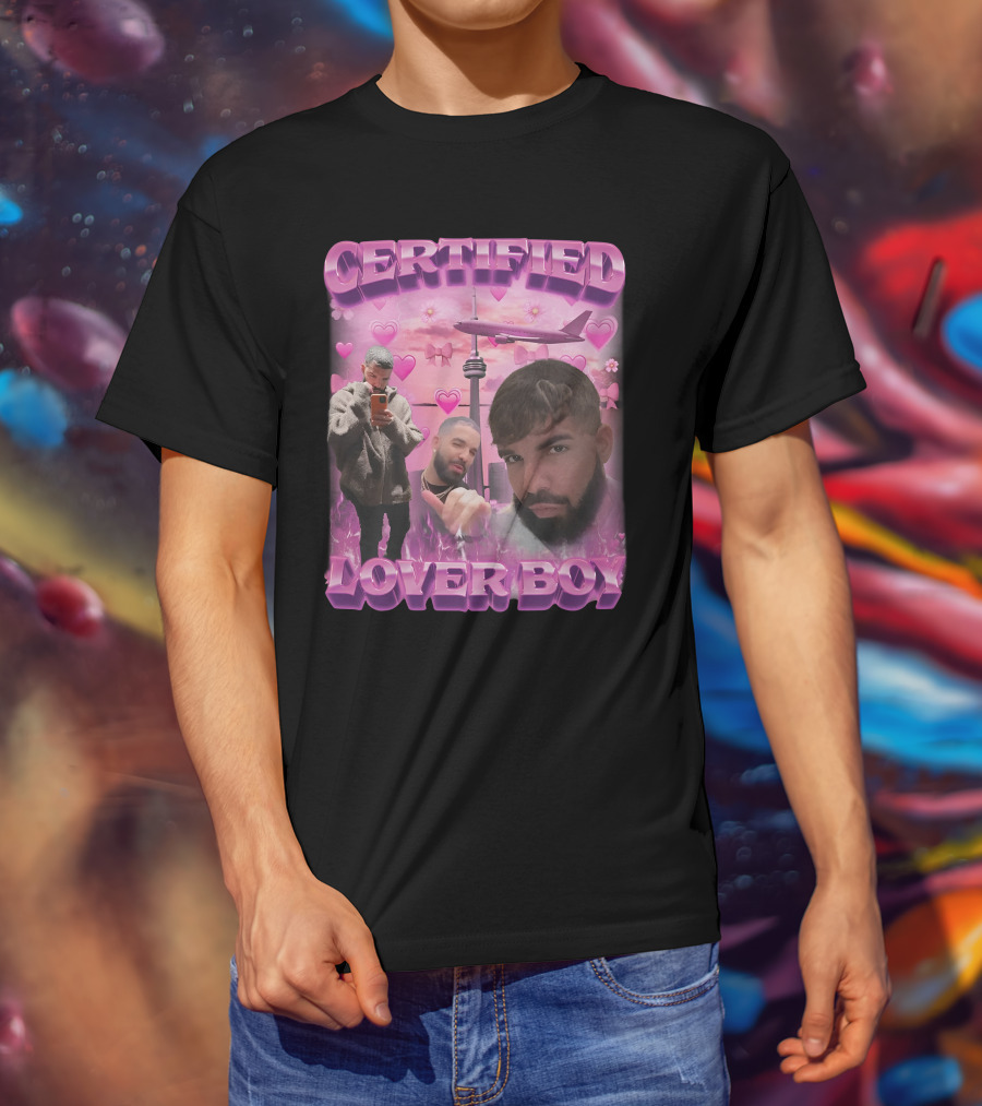 Certified Lover Boy Drake Toronto Skyline Hearts Pink Airplane Aesthetic T-Shirt