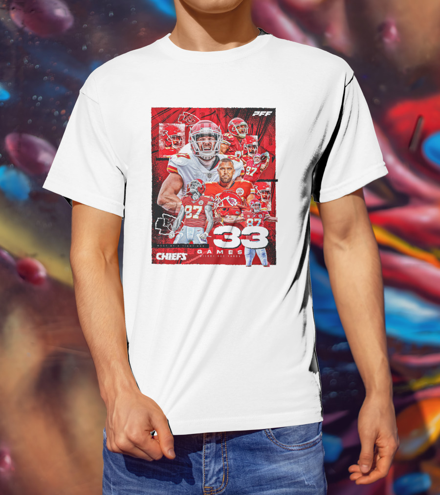 Chiefs Tight End Record 33 Games PFF Highlights T-Shirt