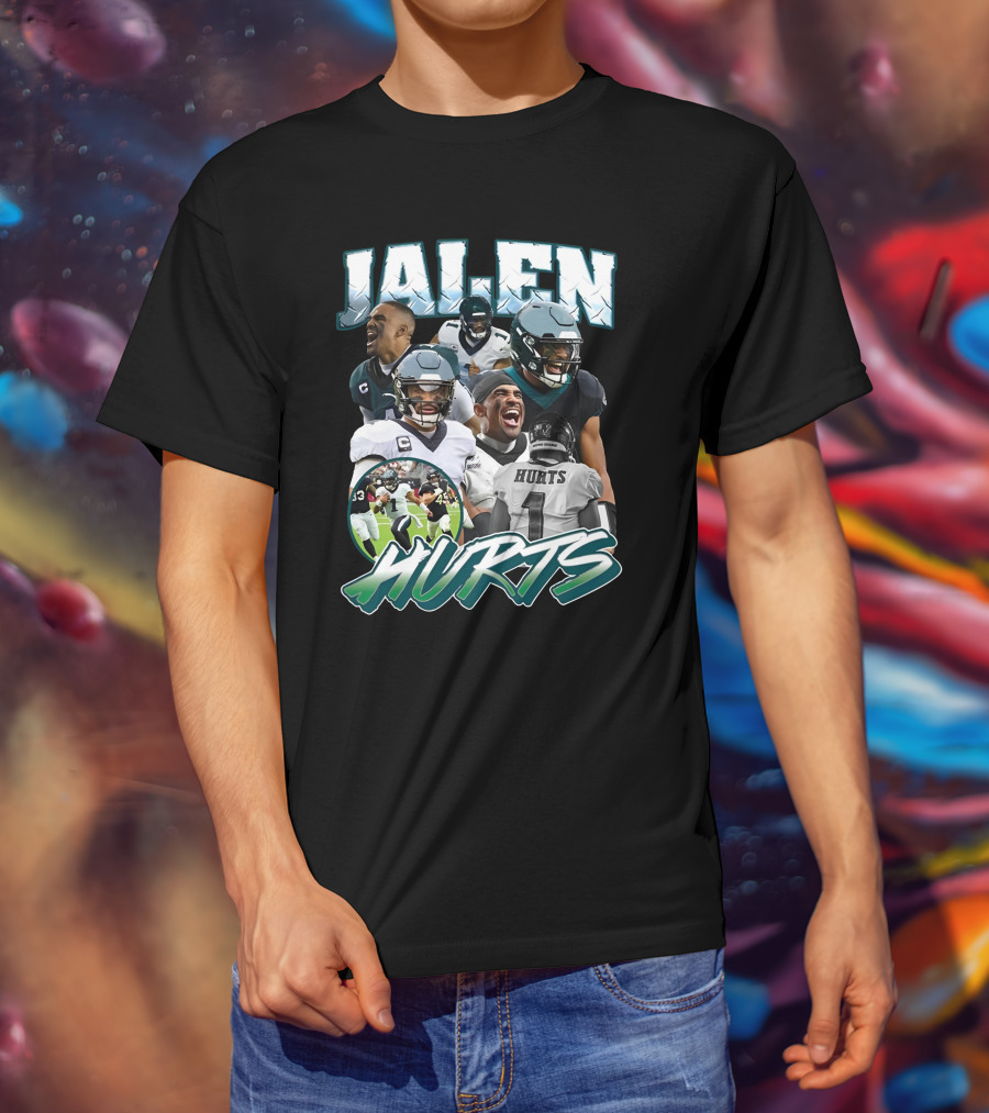 Big Cat Barstool Jalen Hurts Football Collage T-Shirt