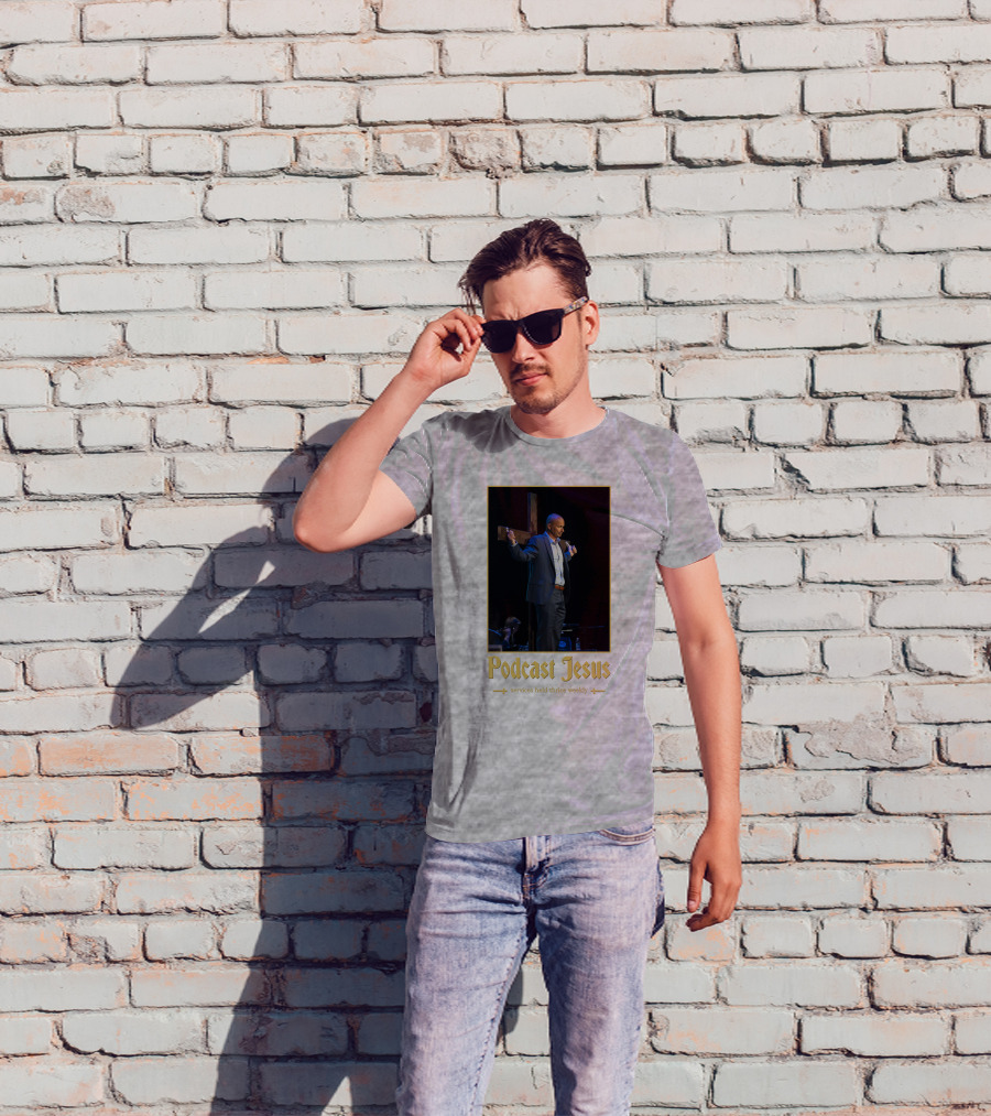 Podcast Jesus Services Held Thrice Weekly Speaker With Cross Image T-Shirt