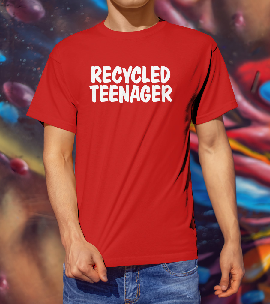Recycled Teenager Bold White Text Fun T-Shirt