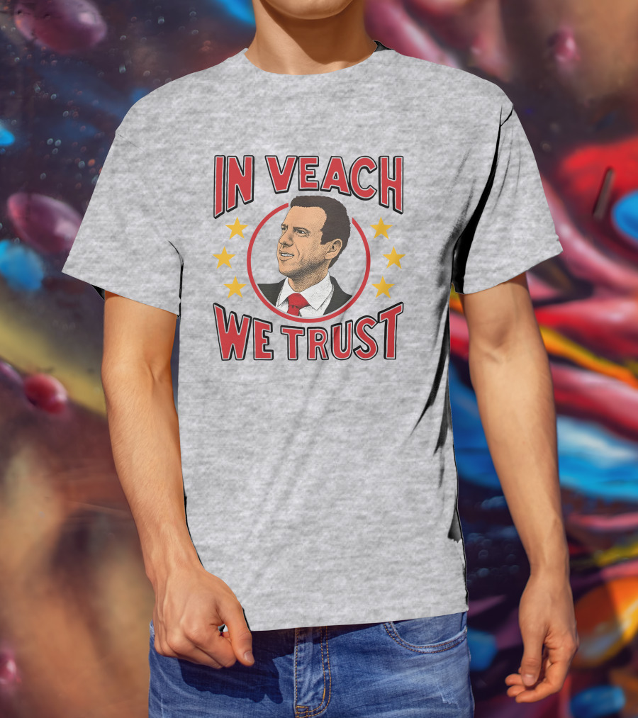 In Veach We Trust Red Tie Portrait With Yellow Stars T-Shirt