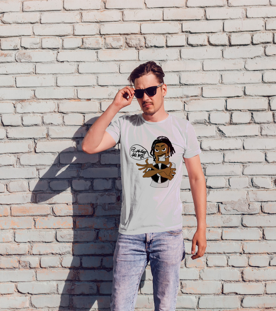 Flawless Like Me Vinyl Graphic Character With Crossed Arms And Vinyl Record T-Shirt
