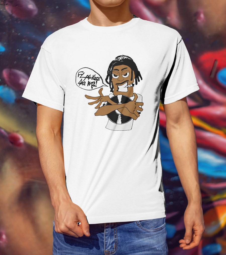 Flawless Like Me Vinyl Graphic Character With Crossed Arms And Vinyl Record T-Shirt