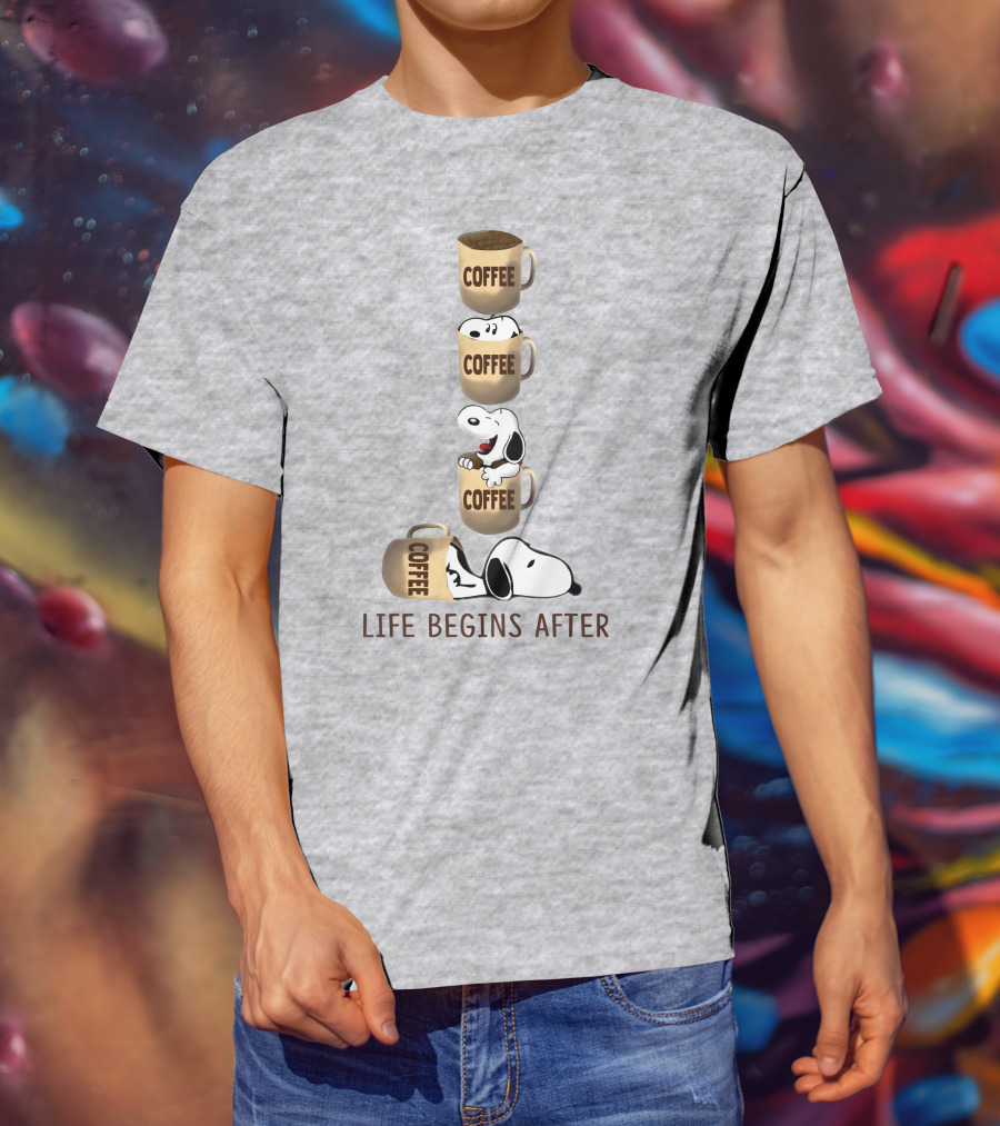 Life Begins After Coffee Snoopy Peanuts Mugs T-Shirt