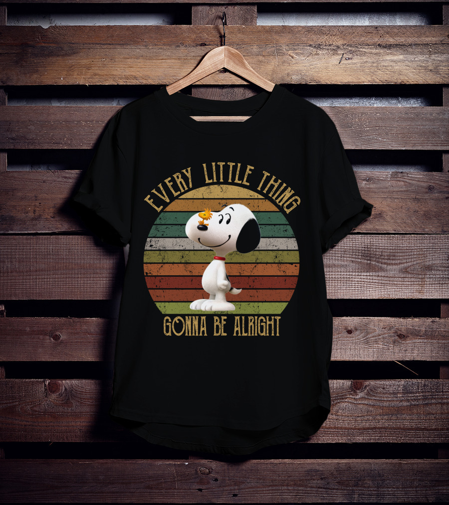 Every Little Thing Gonna Be Alright Snoopy Woodstock Vintage Circle T-Shirt
