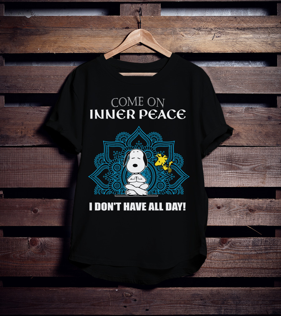 Come On Inner Peace I Don't Have All Day Snoopy And Woodstock Lotus Mandala T-Shirt