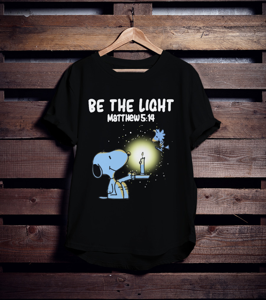 Be The Light Matthew 5:14 Snoopy Holding Candle Woodstock T-Shirt