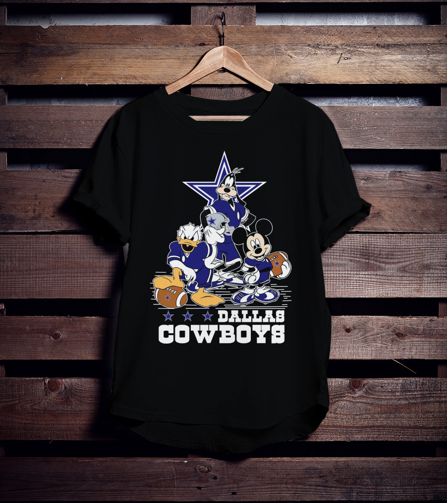 Mickey Mouse Donald Goofy Dallas Cowboys Football Stars T-Shirt
