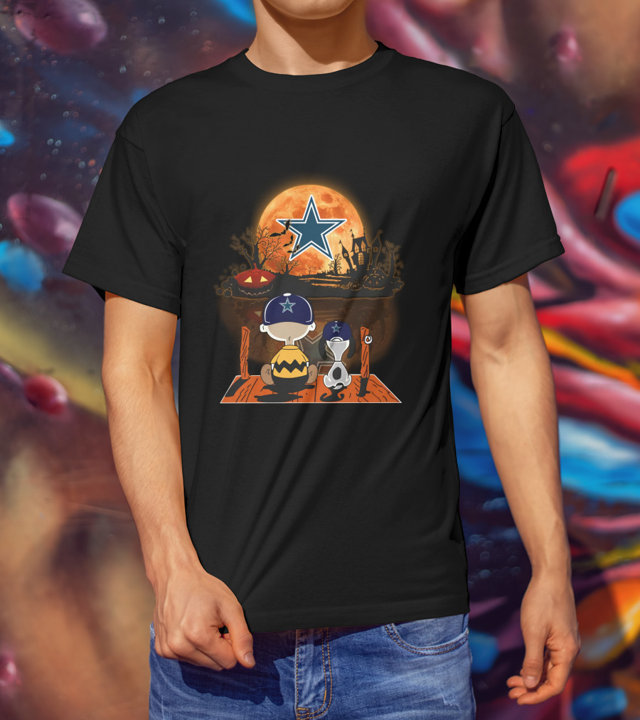 Dallas Cowboys Halloween Moon Star Pumpkin Patch T-Shirt