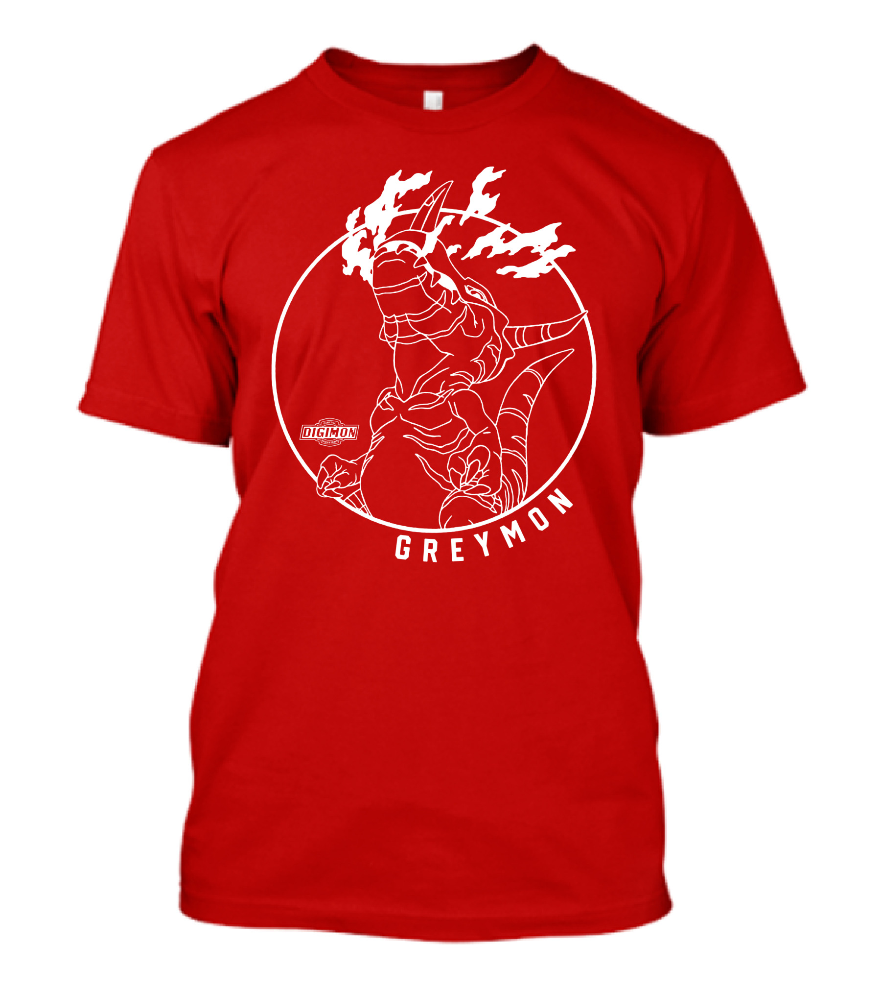 Digimon Greymon White Outline Red Circle T-Shirt