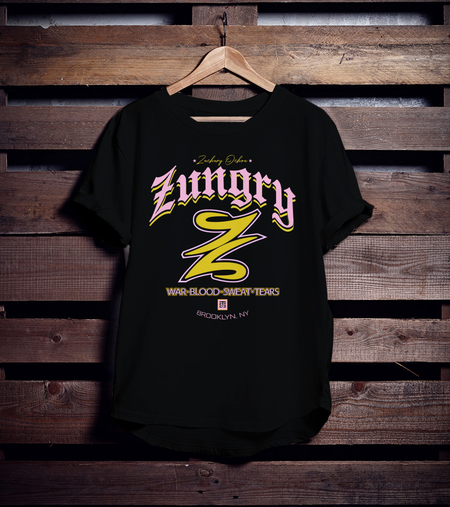 Zungry War Blood Sweat Tears Brooklyn NY Zachary Ochoa T-Shirt