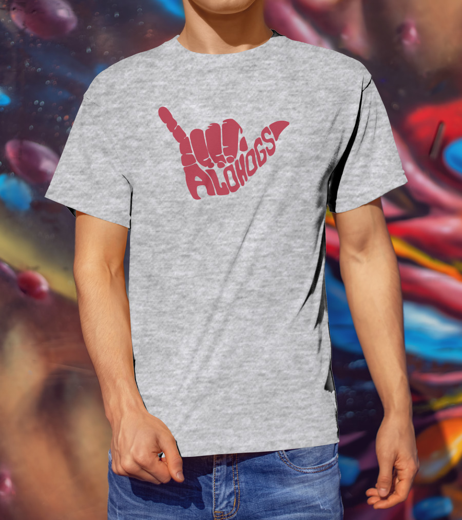 Shaka Hand Gesture With Alohogs Text T-Shirt