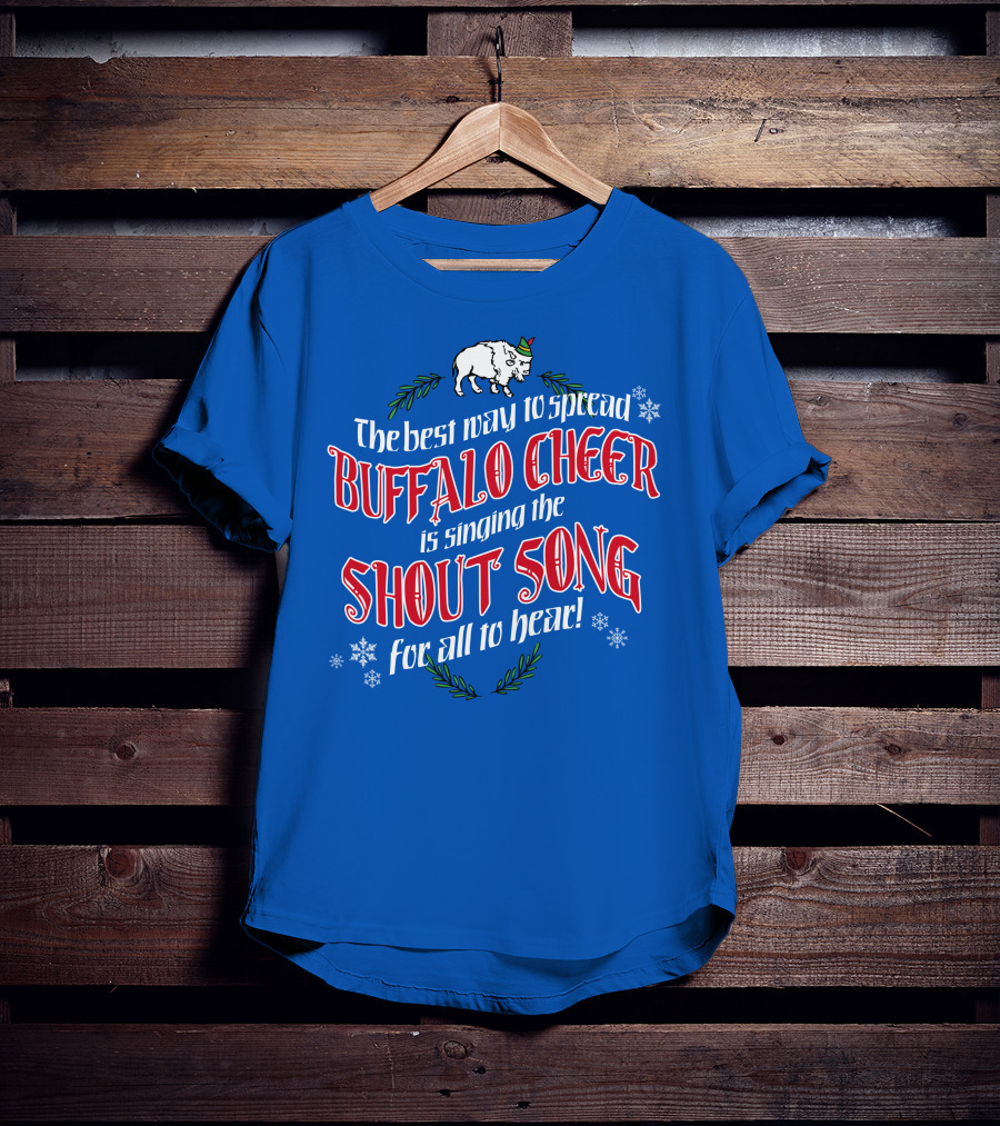 Buffalo Cheer With Shout Song Festive Buffalo Snowflakes T-Shirt