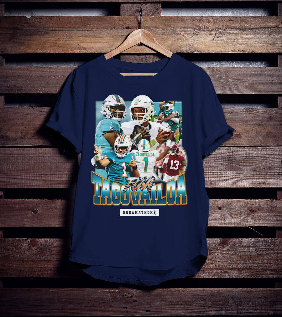Dreamathon Tua Tagovailoa Collage Football Action T-Shirt