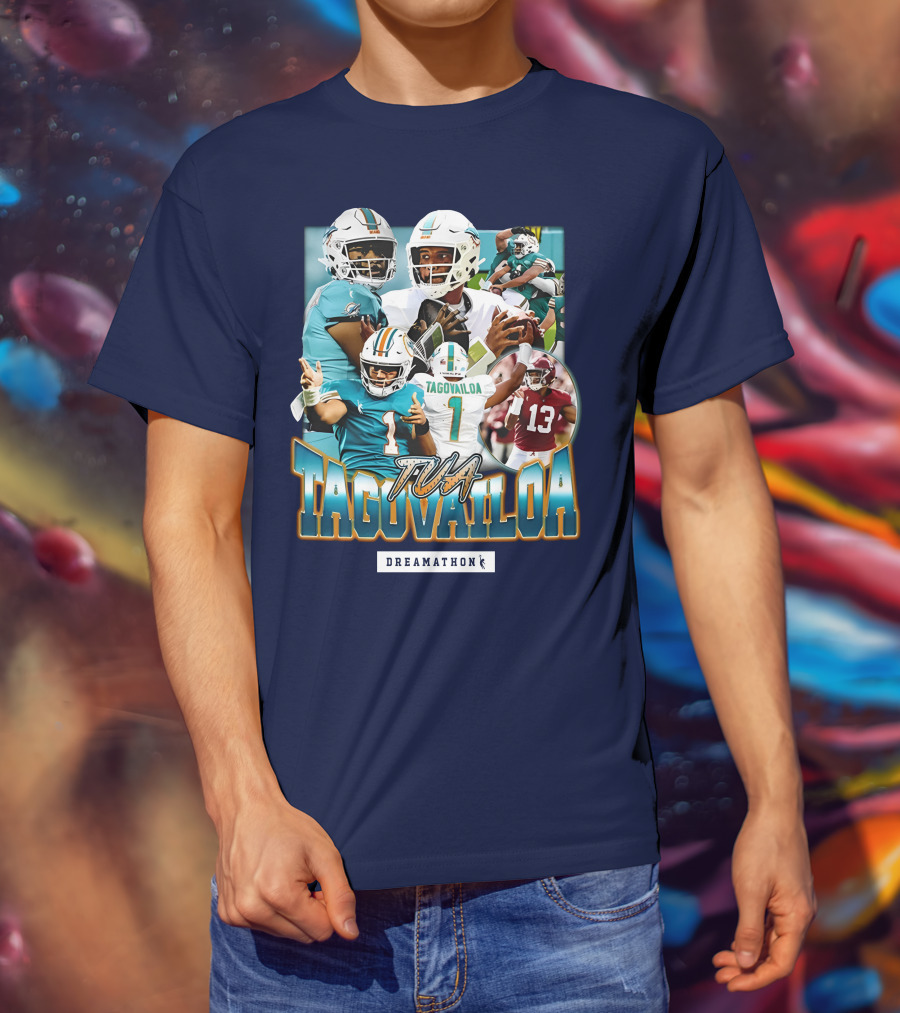 Dreamathon Tua Tagovailoa Collage Football Action T-Shirt