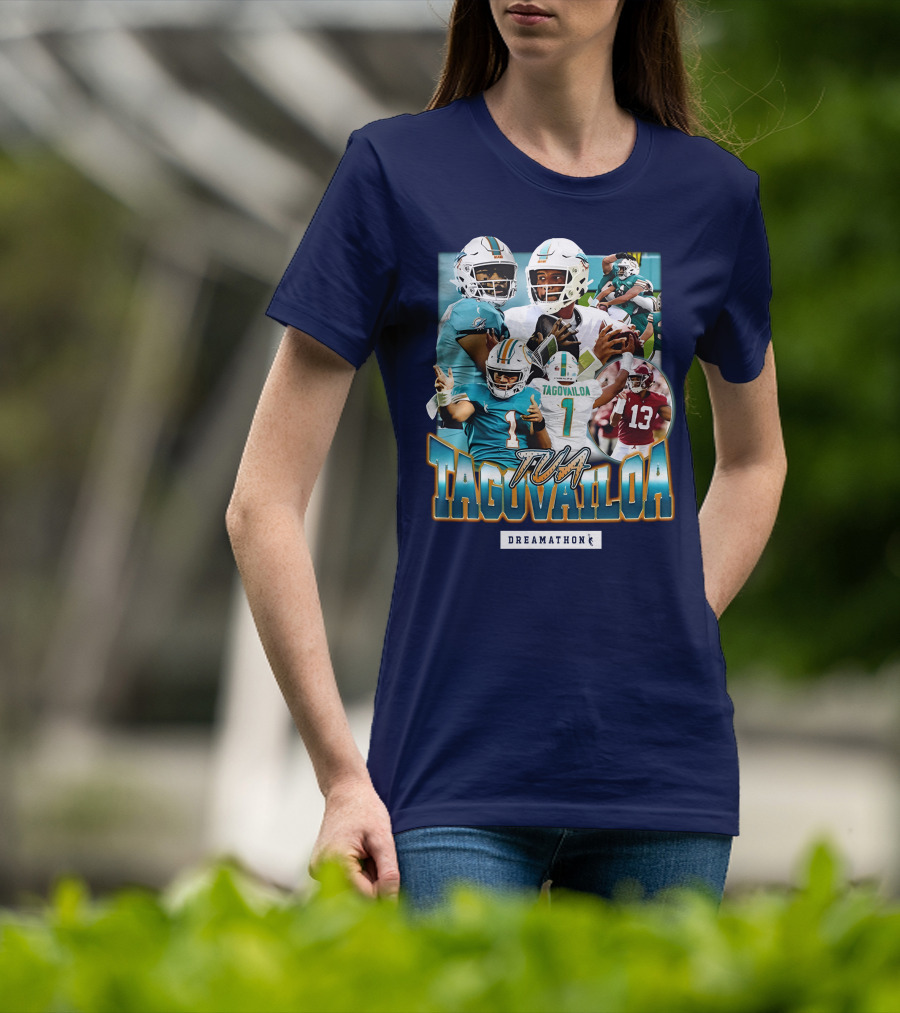 Dreamathon Tua Tagovailoa Collage Football Action T-Shirt