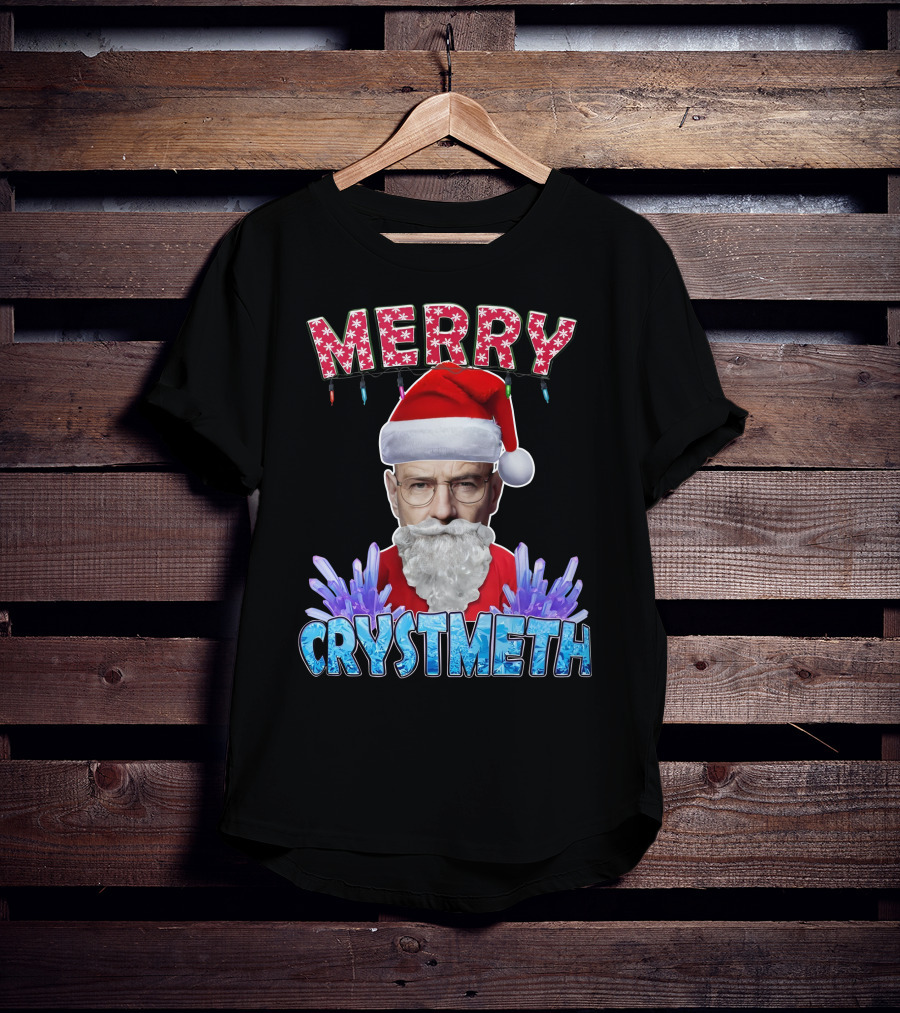 Merry Crystmeth Santa With Breaking Bad Inspired Elements T-Shirt
