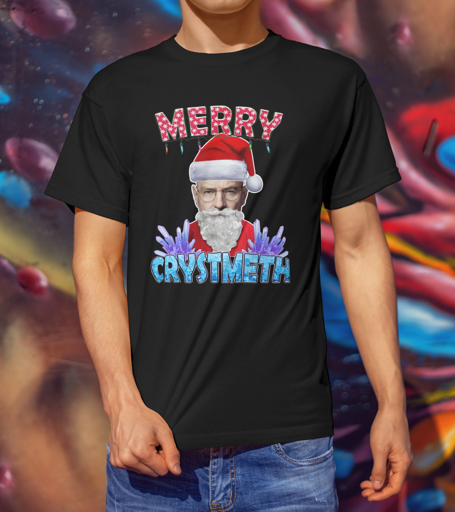 Merry Crystmeth Santa With Breaking Bad Inspired Elements T-Shirt