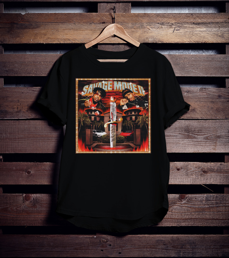 SAVAGE MODE II Knife Car Mansion Flames T-Shirt