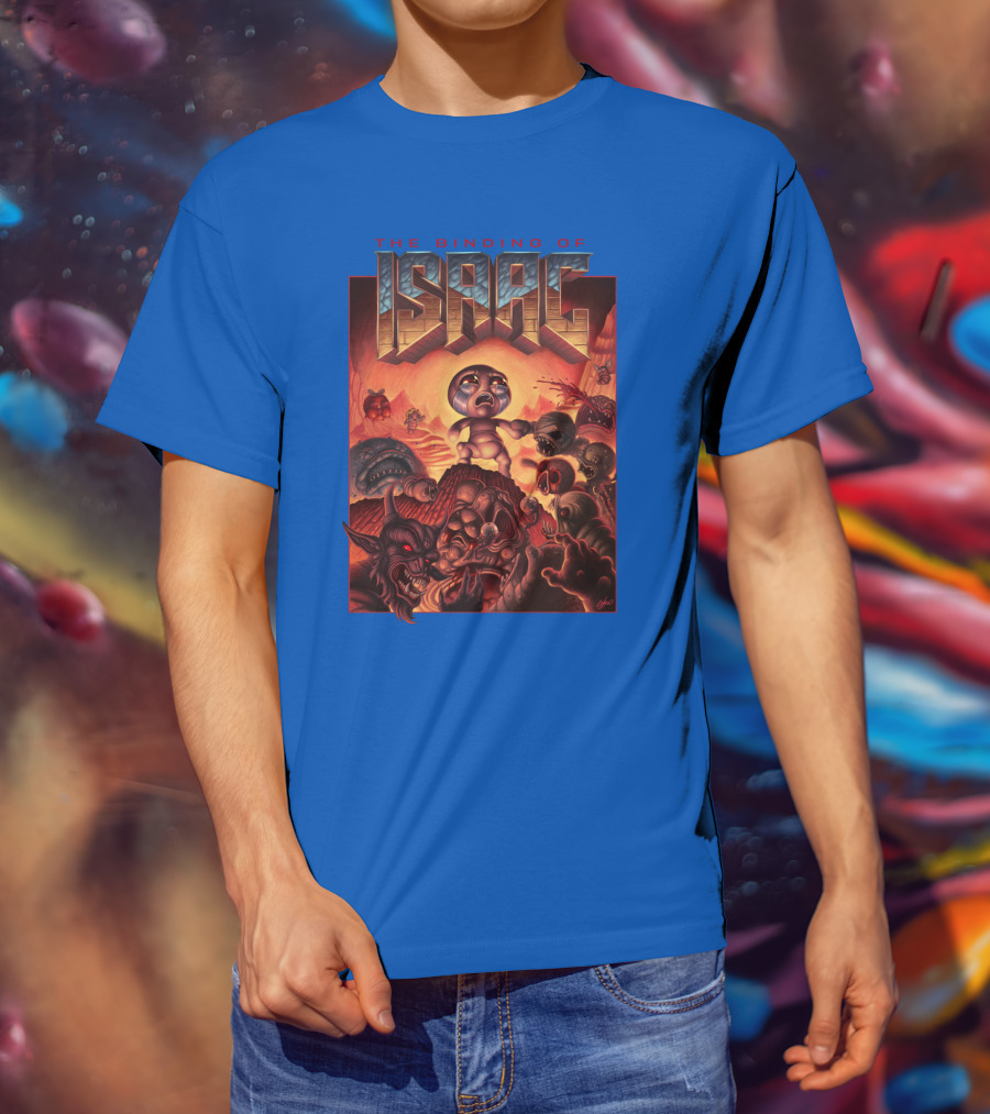The Binding Of Isaac Dramatic Monster Battle Scene With Detailed Character T-Shirt