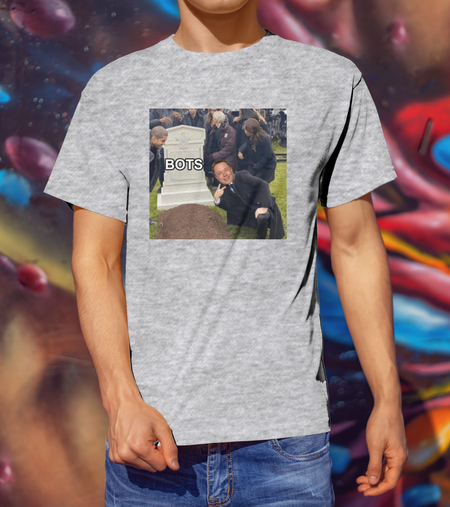 Elon Musk Bots Meme Graveyard Scene T-Shirt