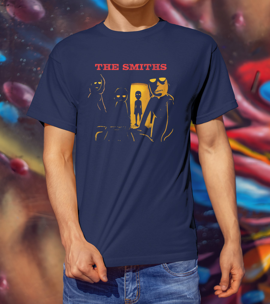 THE SMITHS Yellow Characters In Darkened Room With Doorway Light T-Shirt