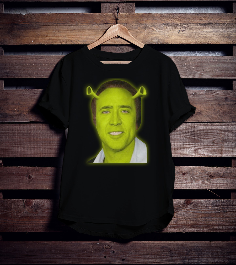 Shrekolas Cage Meme Mashup Face Fusion Character Elements T-Shirt