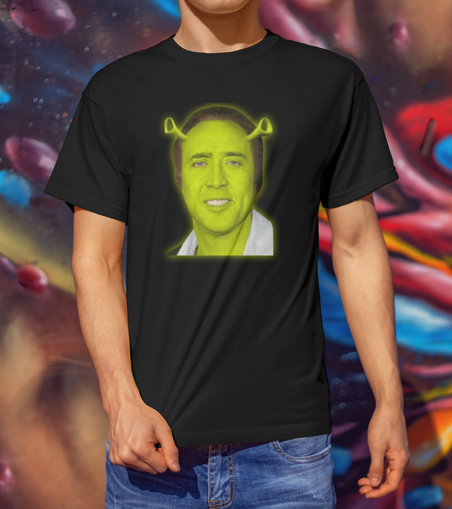 Shrekolas Cage Meme Mashup Face Fusion Character Elements T-Shirt