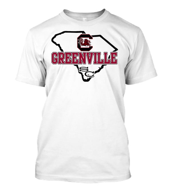 Greenville South Carolina Gamecocks Logo Map T-Shirt