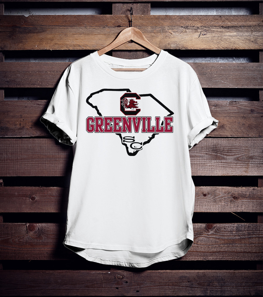 Greenville South Carolina Gamecocks Logo Map T-Shirt