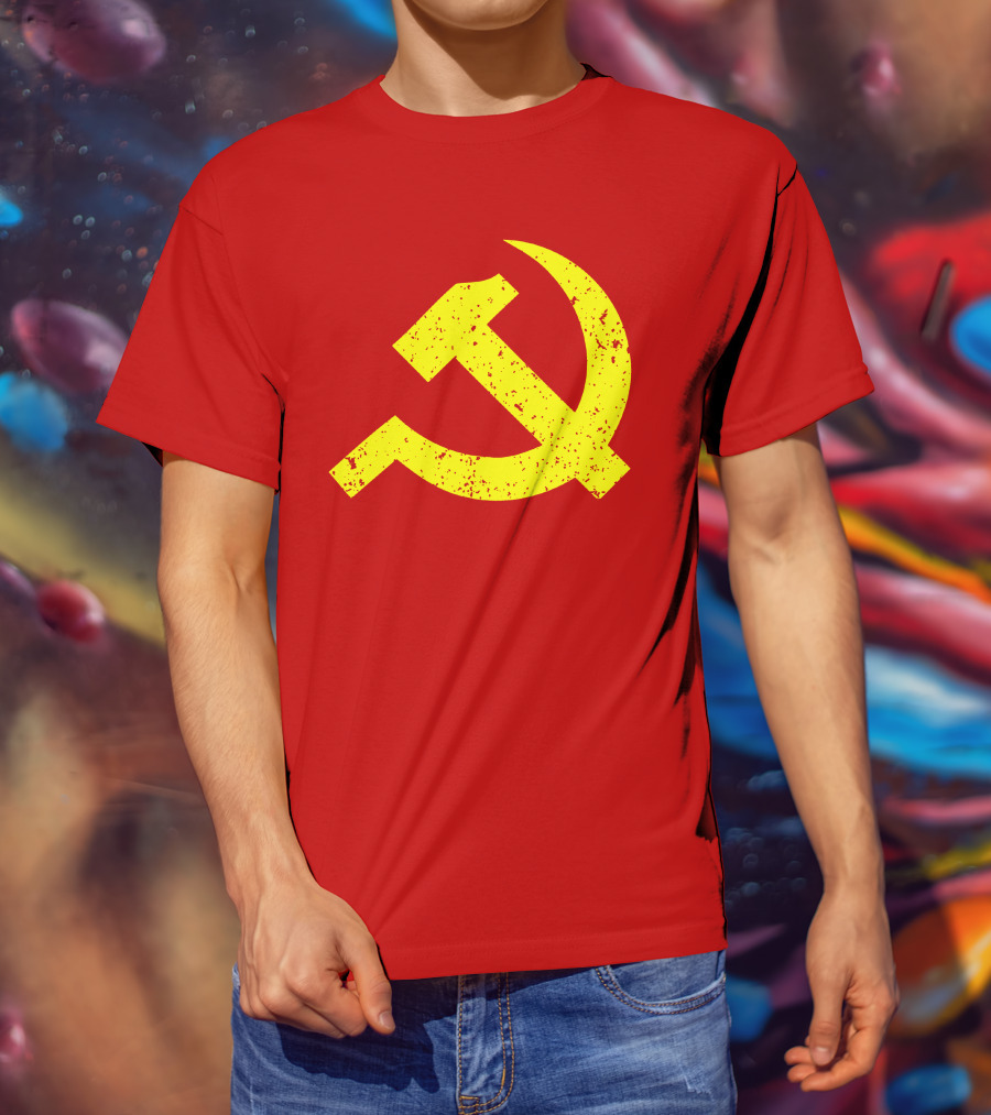 Aaron Spacethug Hammer And Sickle Communist Party Flag T-Shirt