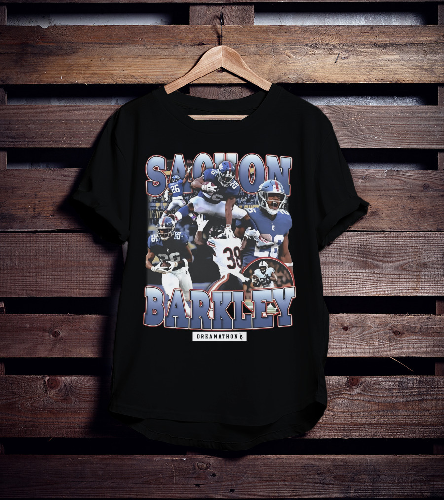 Sterling Shepard Wearing Saquon Barkley Dreamathon NFL Giants Football Collage T-Shirt