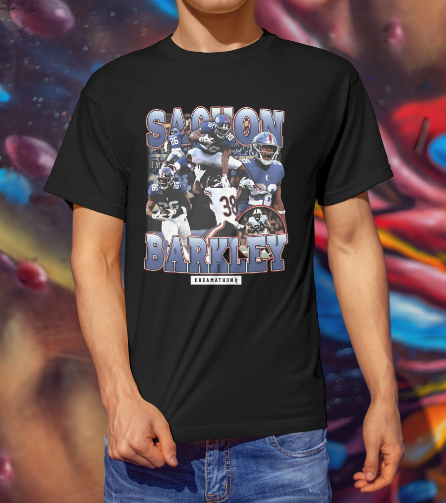Sterling Shepard Wearing Saquon Barkley Dreamathon NFL Giants Football Collage T-Shirt