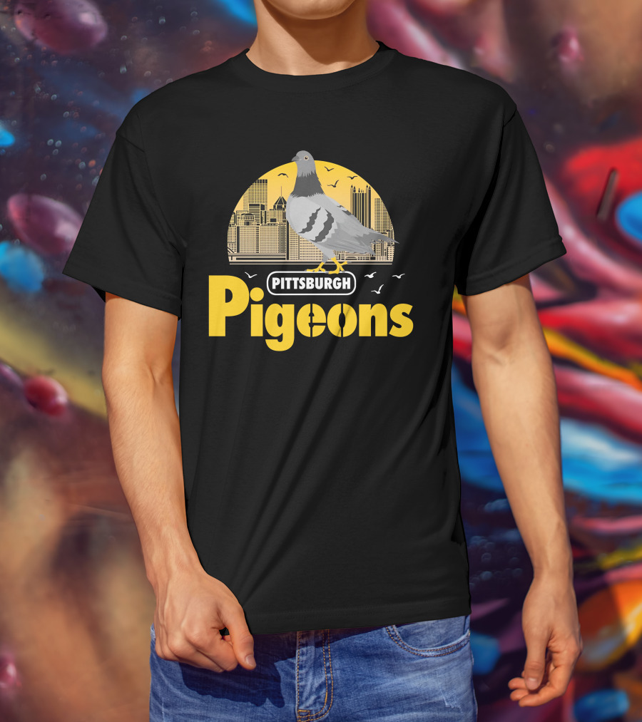 Pittsburgh Clothing Company Pigeons Skyline Bird T-Shirt
