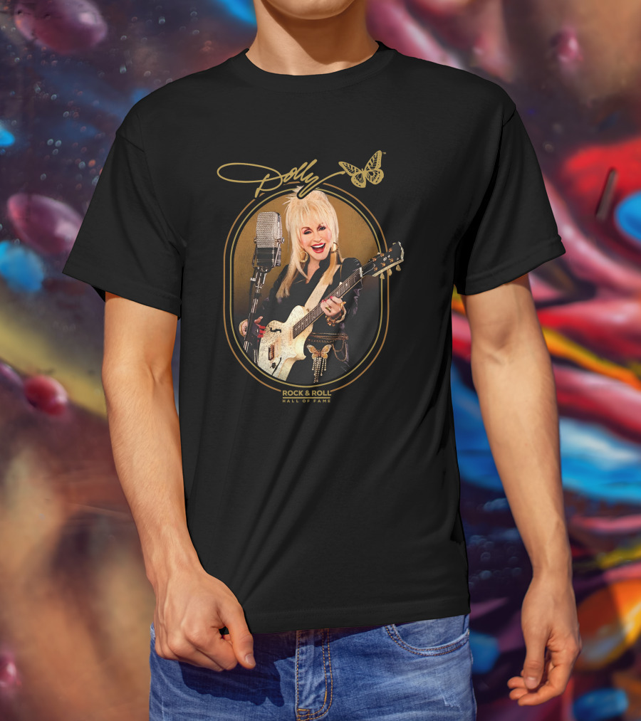 Dolly Parton Rock And Roll Hall Of Fame With Guitar And Microphone T-Shirt