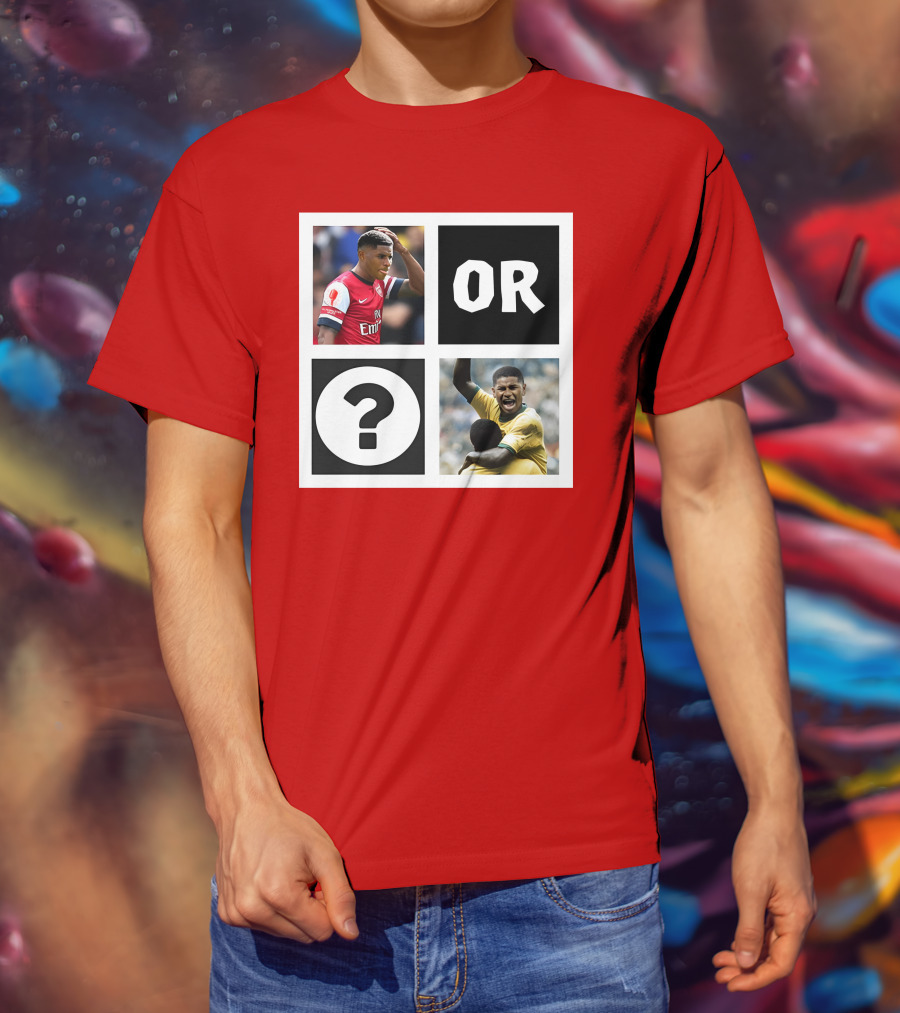 Redmancdesigns Walcott Or Pele Soccer Icons Question Mark Retro Combo T-Shirt