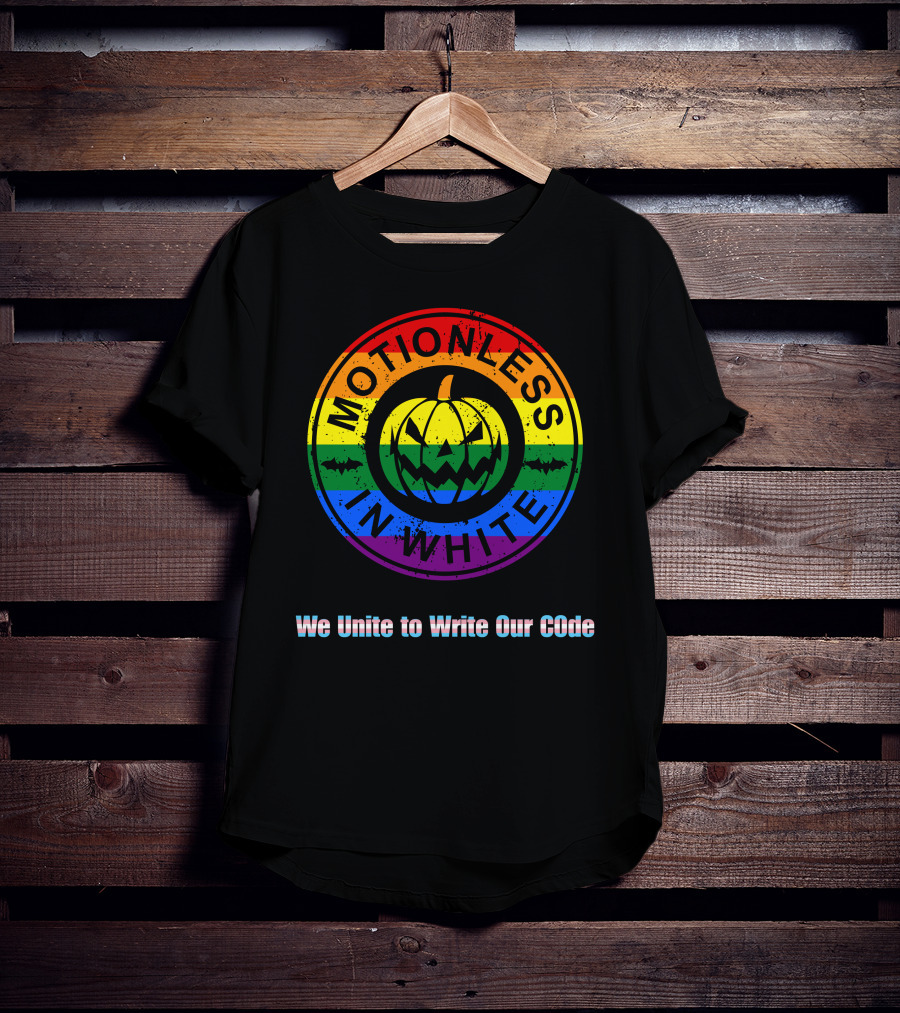 Pride Pumpkin Motionless In White Rainbow We Unite To Write Our Code T-Shirt