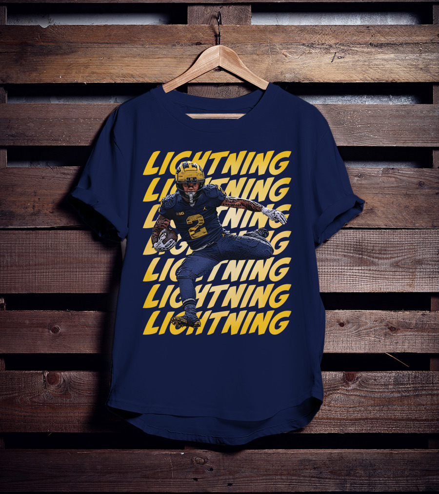 Lightning University Of Michigan Football Blake Corum Valiant Mden Merch T-Shirt