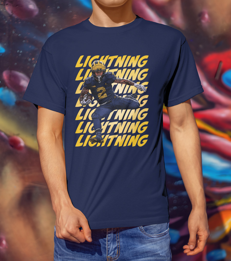 Lightning University Of Michigan Football Blake Corum Valiant Mden Merch T-Shirt