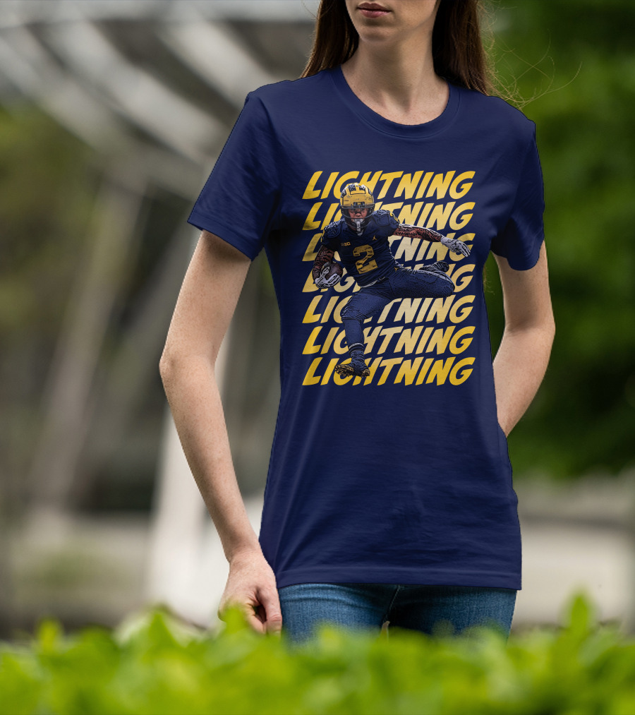 Lightning University Of Michigan Football Blake Corum Valiant Mden Merch T-Shirt