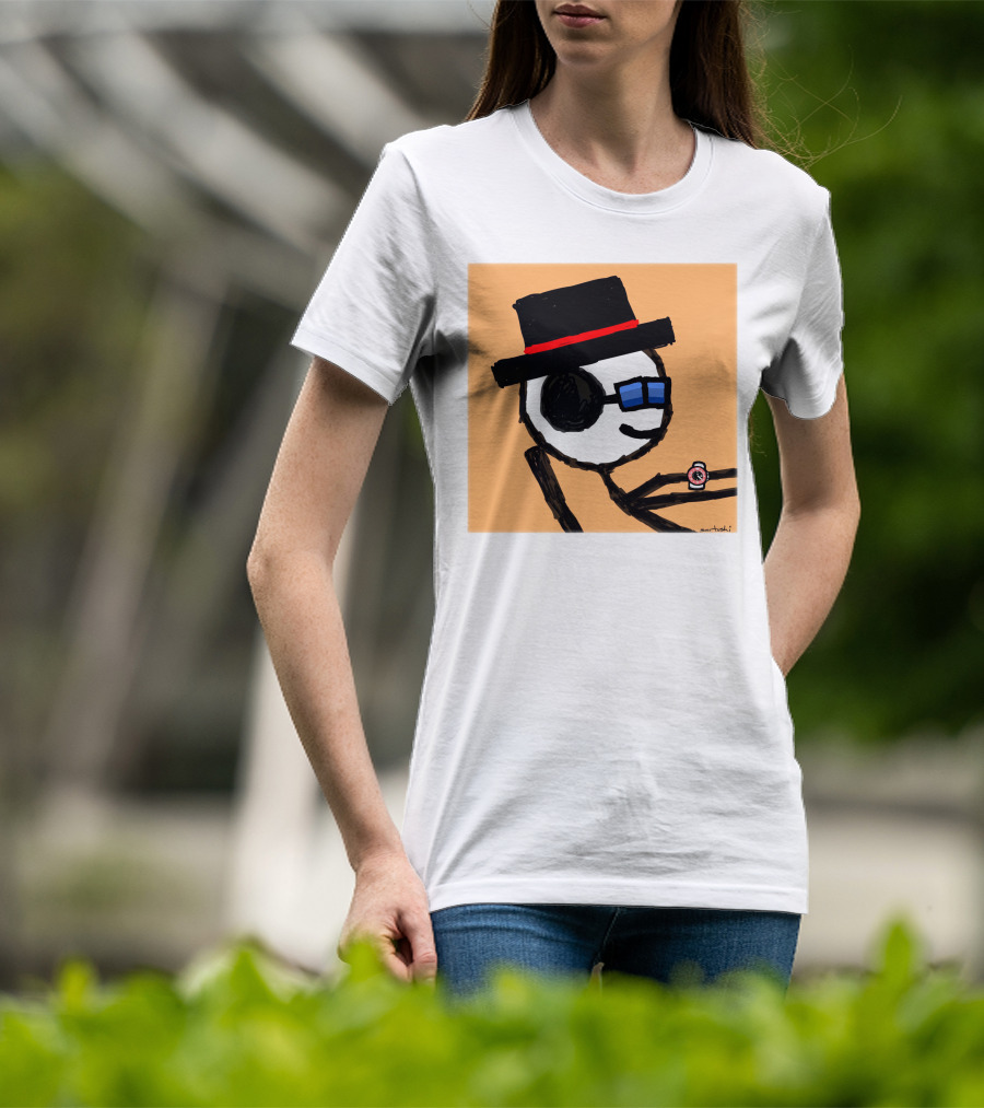 Sartoshi Mfers Stick Figure With Hat Blue Glasses Red Watch T-Shirt