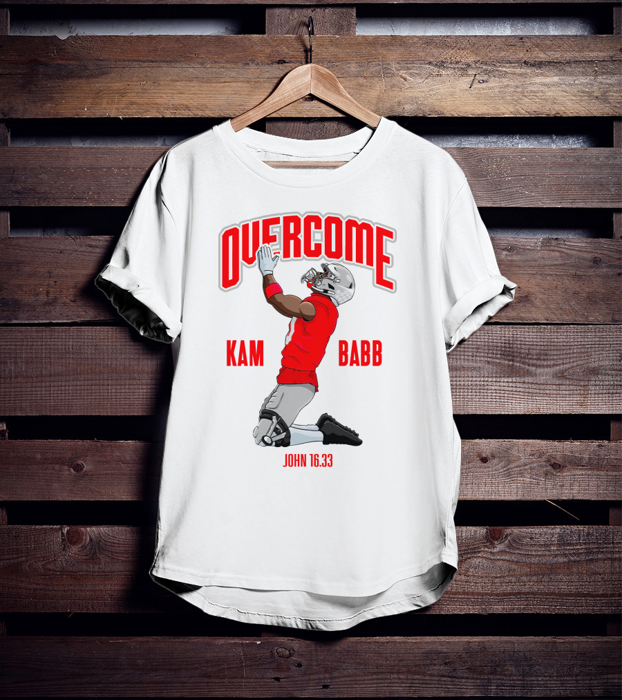 Overcome Kam Babb John 16:33 Football Kneeling Prayer Merch T-Shirt
