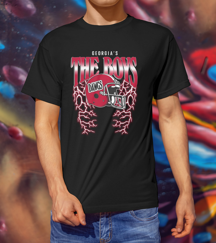 Georgia's The Boys Dawgs Helmet Lightning T-Shirt