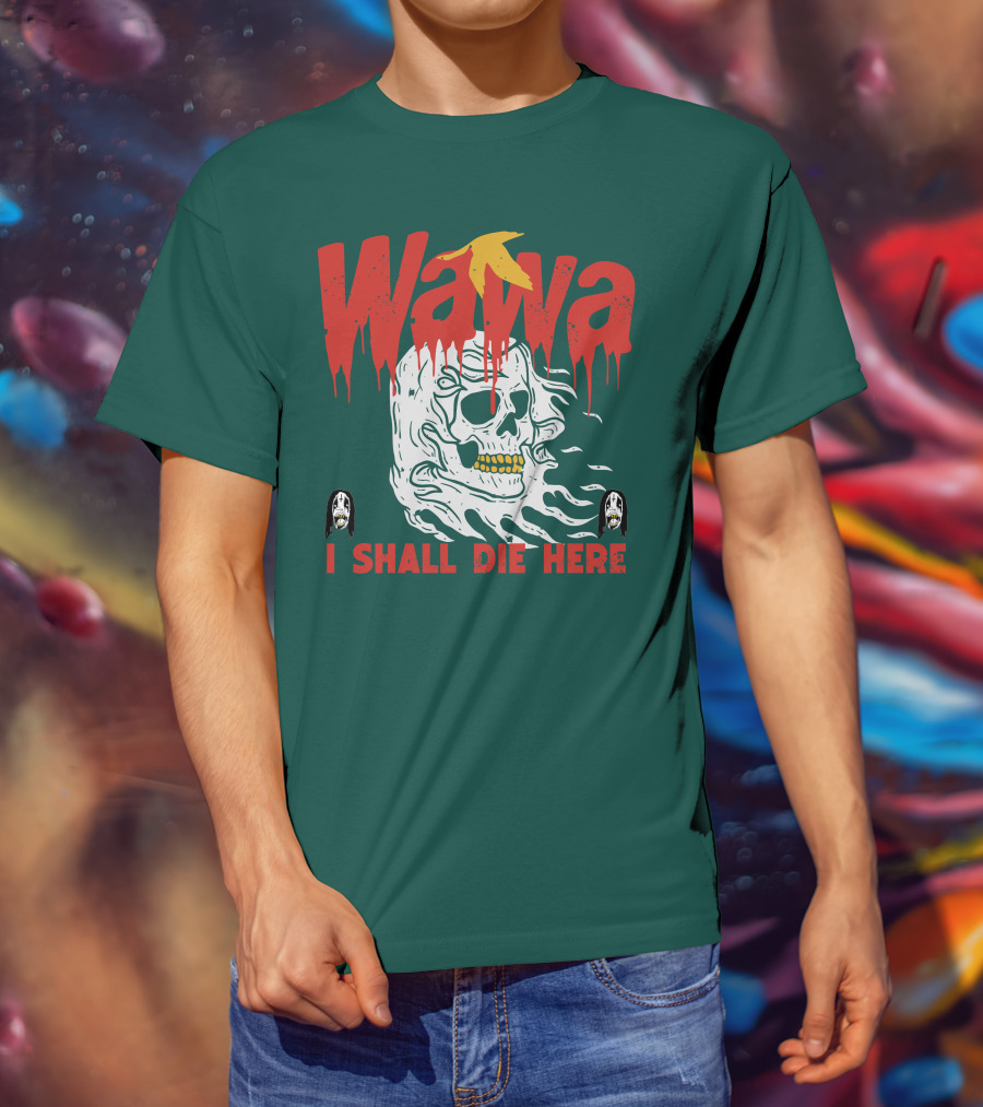 Grimgrimgrim Store Wawa I Shall Die Here Skull Motif T-Shirt