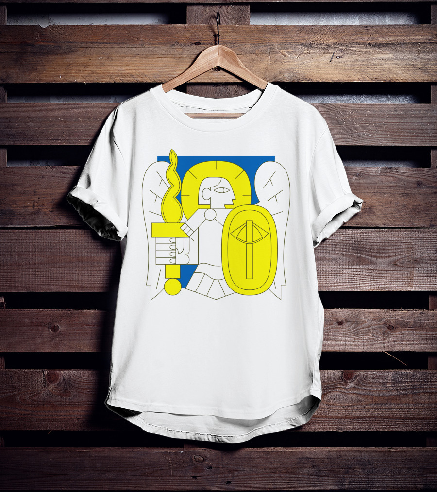 Saintjavelin Merch Kyiv Archangel Torch Shield Emblem T-Shirt