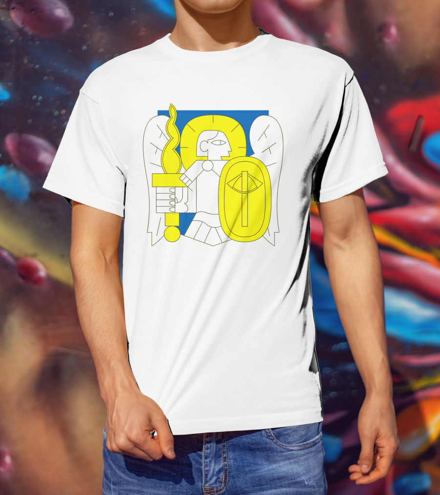 Saintjavelin Merch Kyiv Archangel Torch Shield Emblem T-Shirt