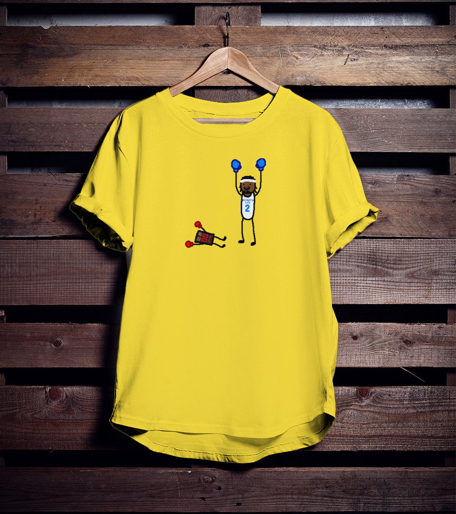 Nba Paint Sga Beat The Buzzer Stick Figures Boxing Yellow T-Shirt