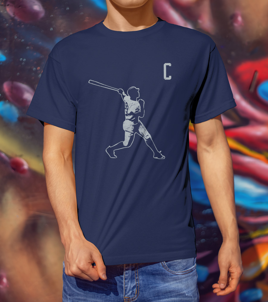 Jomboymedia Shop The C Baseball Silhouette Batter 8 Navy T-Shirt