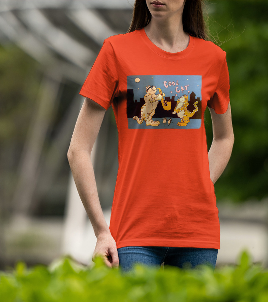 Harry Wearing Cool Cat Playing Saxophone In City Night Sky T-Shirt